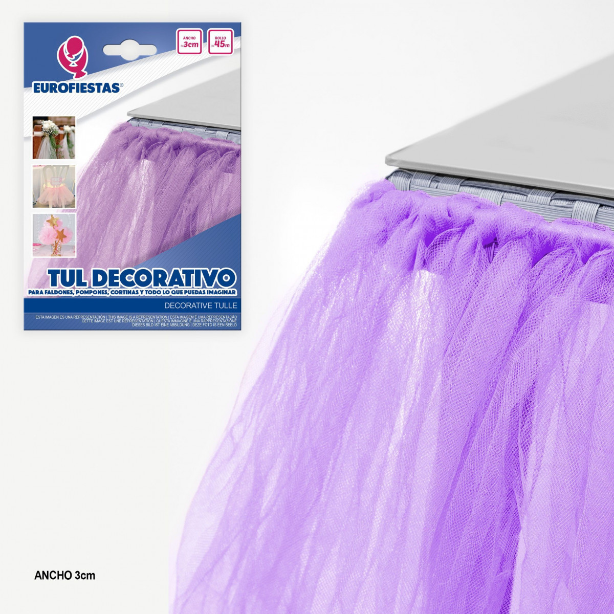 Rotolo di tulle 45m 3cm lilla