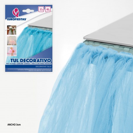 Rotolo di tulle 45m 3cm celeste