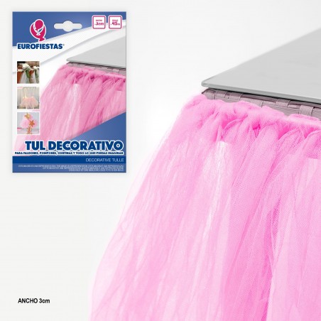 Rotolo di tulle 45m 3cm rosa