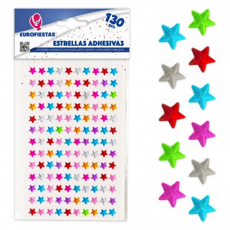 130 piccole stelle adesive colorate