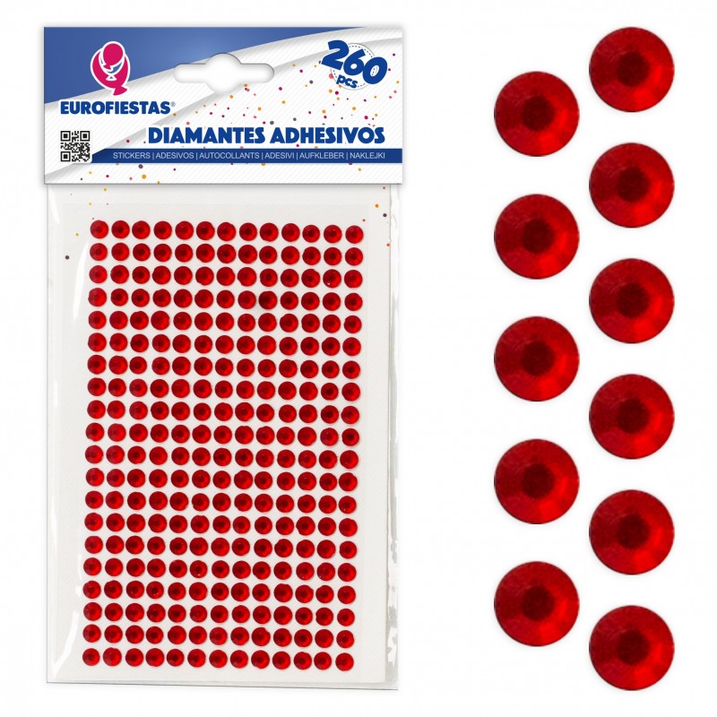 260 diamanti rossi appiccicosi med