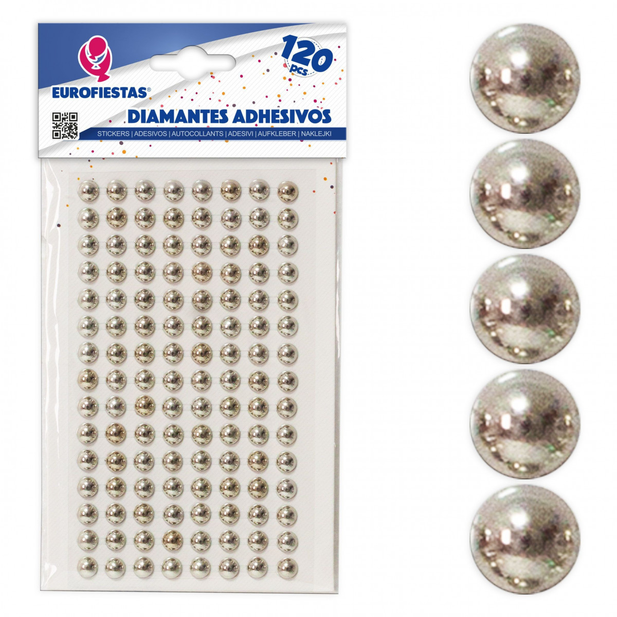 120 diamanti adesivi grigio argento placcati