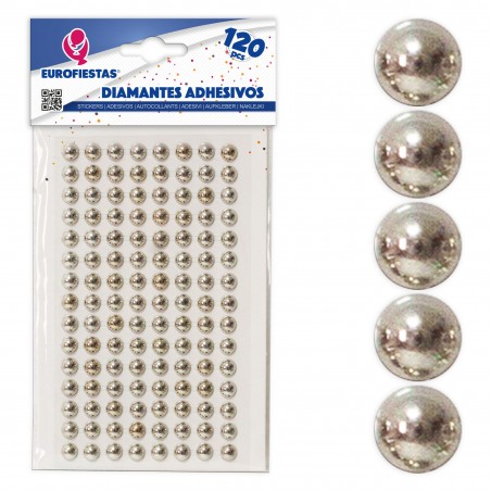 120 diamanti adesivi grigio argento placcati