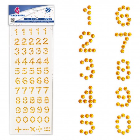 50 numeri adesivi dorati