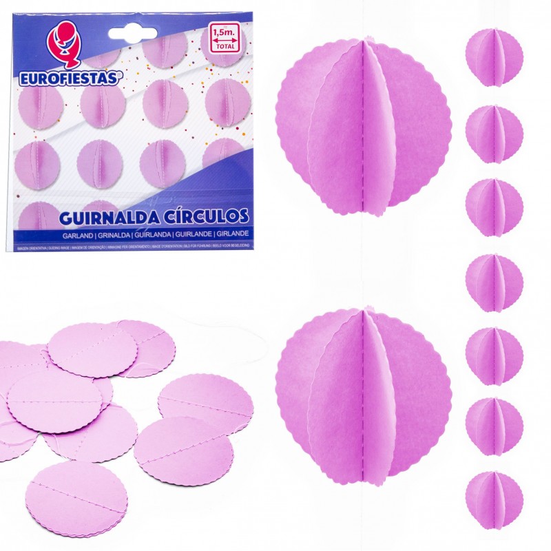 Ghirlanda di cerchi di carta viola