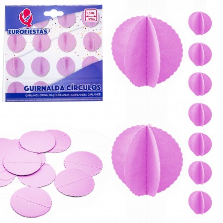 Ghirlanda di cerchi di carta viola