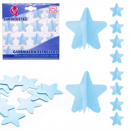 Ghirlanda di stelle di carta azzurra