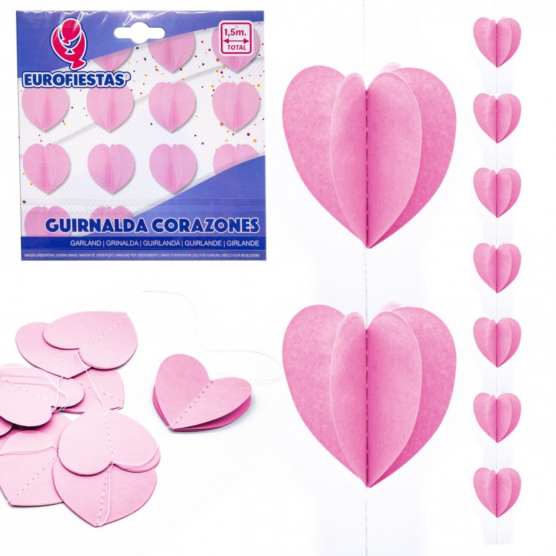 Ghirlanda di cuori di carta rosa