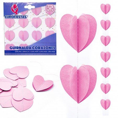 Ghirlanda di cuori di carta rosa