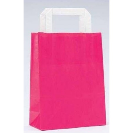 Borsa di carta kraft fucsia con manico piatto