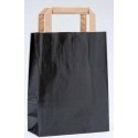 Borsa di carta kraft nera con manico piatto