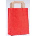 Borsa di carta kraft rossa con manico piatto