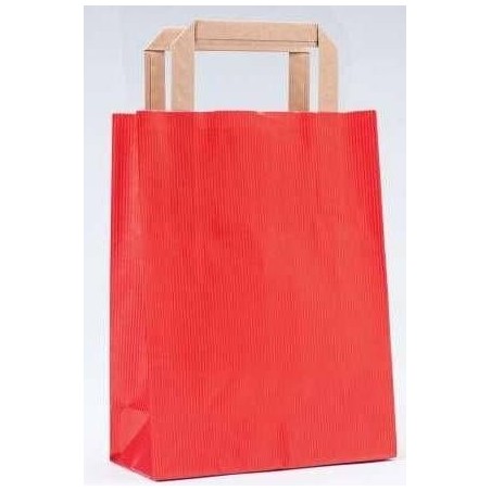 Borsa di carta kraft rossa con manico piatto