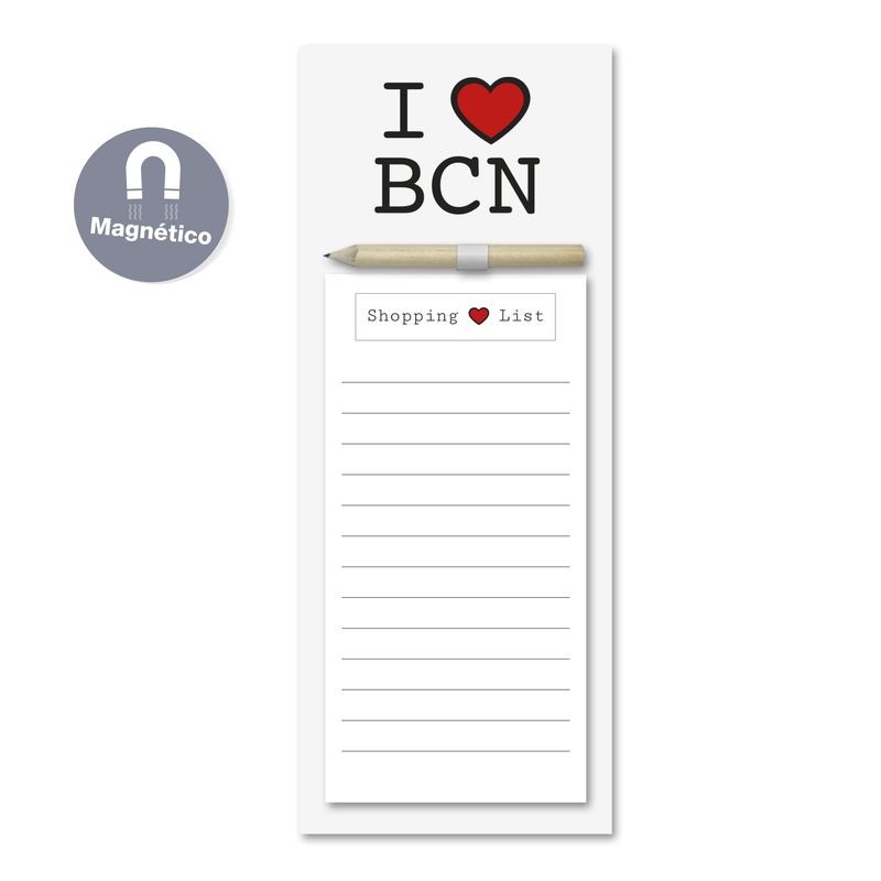 Blocco note magnetico con matita i love bcn