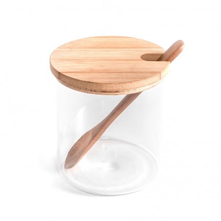 Zuccheriera in vetro di bambù con cucchiaio