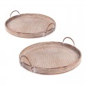 Set di 2 vassoi in rattan