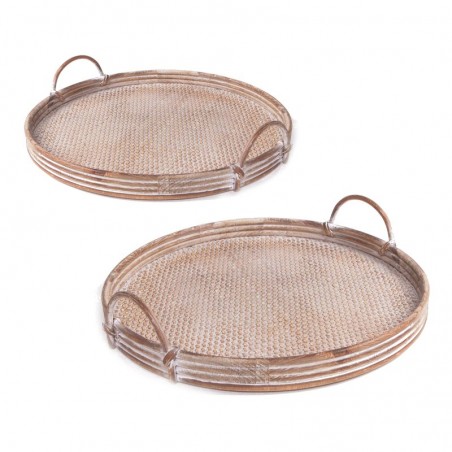 Set di 2 vassoi in rattan