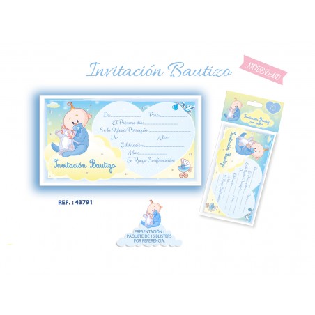 Blister 10 inviti di battesimo bambino