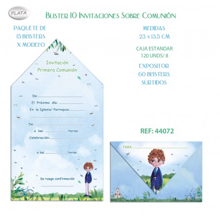 Blister 10 invito su comunione bambino bici