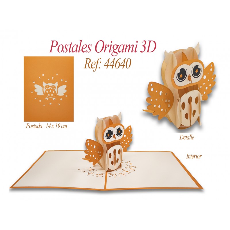 Postal 3d origami gufo