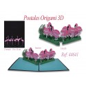 Postal 3d origami fenicotteri