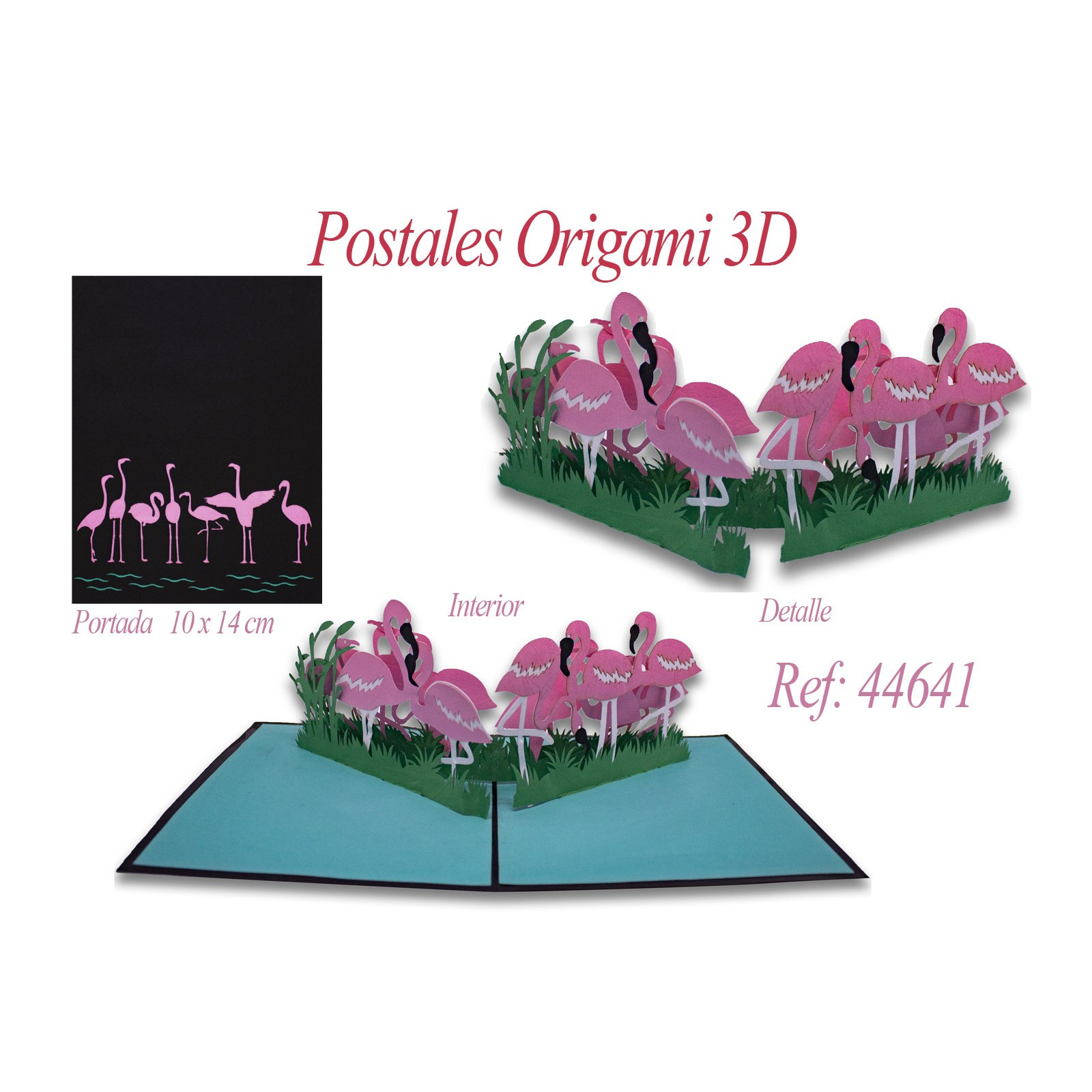 Cartolina di fenicotteri origami 3d