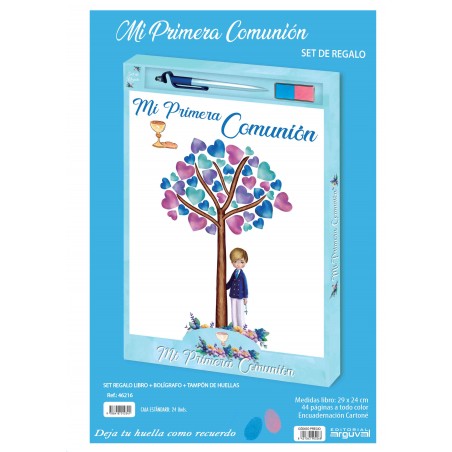 Libro Di Comunione Impronte Bambino + Penna + Tampone