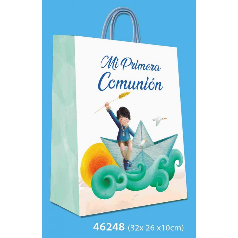 Borsa media comunione bambino barca