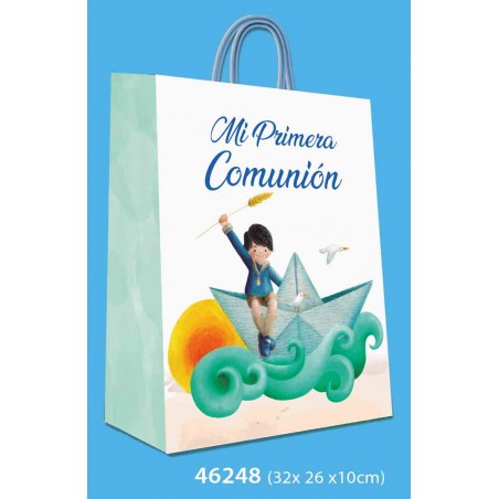 Borsa media comunione bambino barca