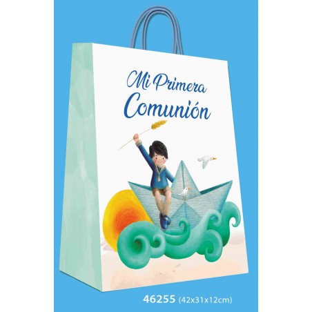 Borsa grande comunione ragazzo barca