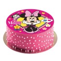 Disco cialda torta Minnie fiocco rosa 20cm