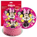 Disco cialda torta Minnie fiocco rosa 20cm