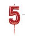 Candela di compleanno numero 5 rossa