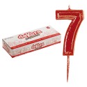 Candela di Compleanno Numero 7 in Rosso