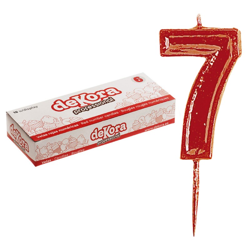 Candela di Compleanno Numero 7 in Rosso