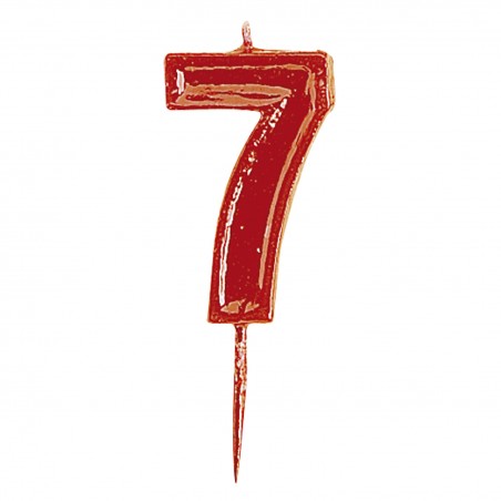 Candela di Compleanno Numero 7 in Rosso