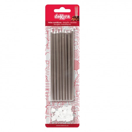 Blister 16 candele metalliche colore argento 13 cm