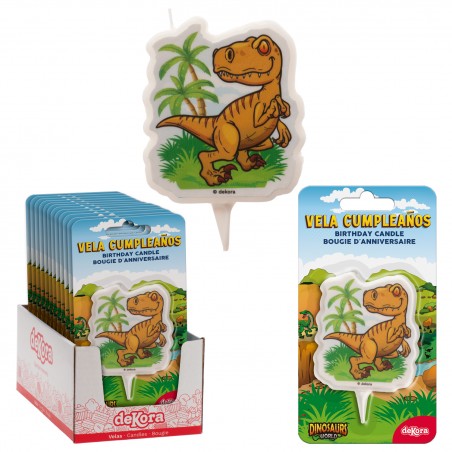 Display 12 candele 2d dinosauro compleanno 7 5cm