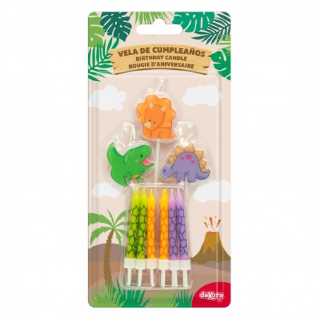 Candele di compleanno a forma di dinosauro 2D - Set di candele per bambini