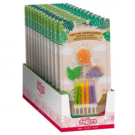 Candele di compleanno a forma di dinosauro 2D - Set di candele per bambini