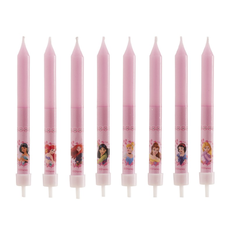 Blister 8 candele a bastoncino principesse 9cm