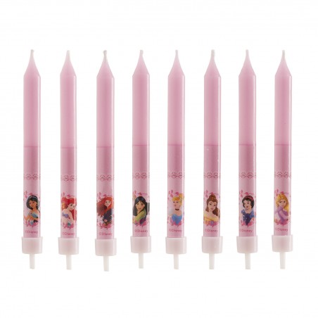 Blister 8 candele a bastoncino principesse 9cm