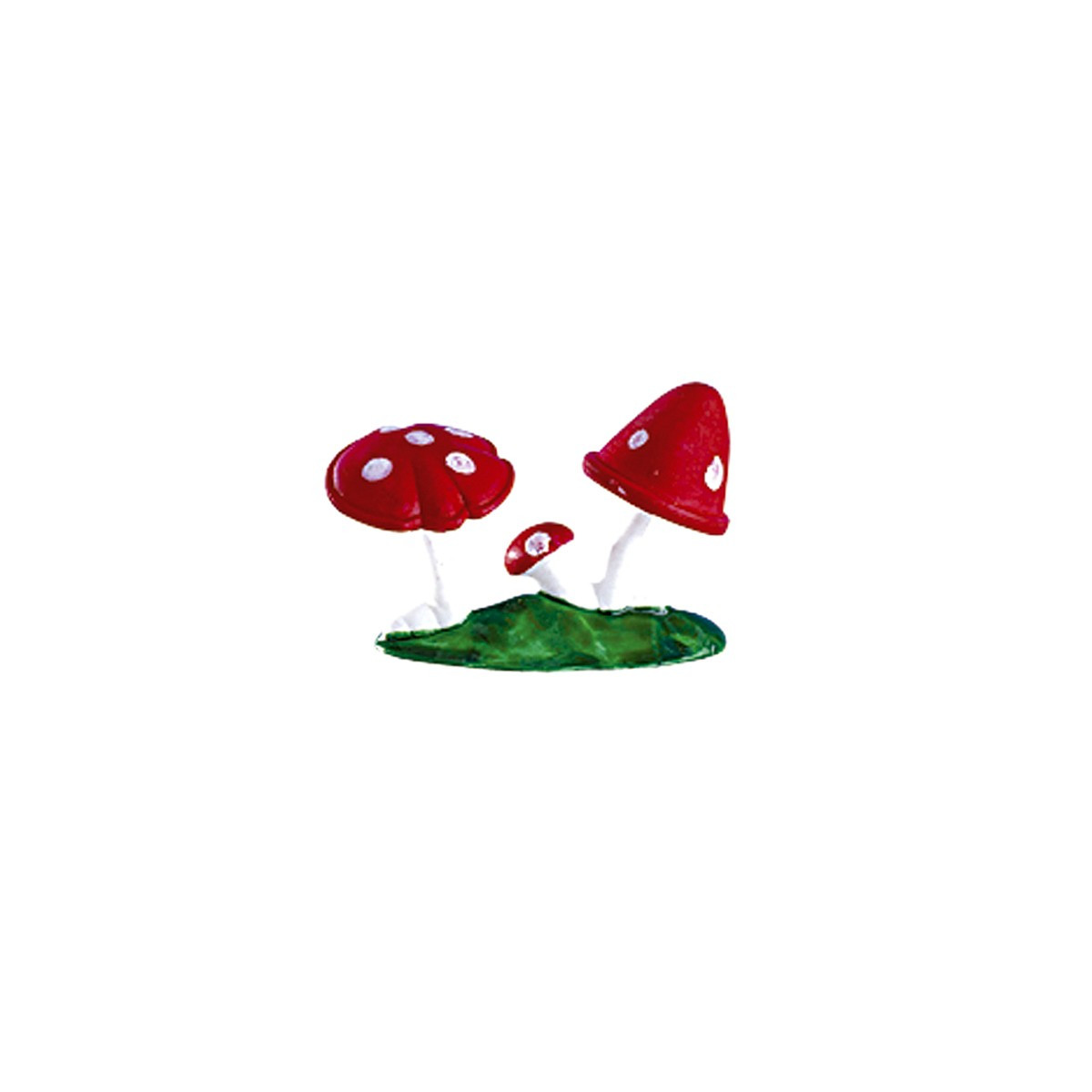 Funghi rossi in plastica con base per decorare torte
