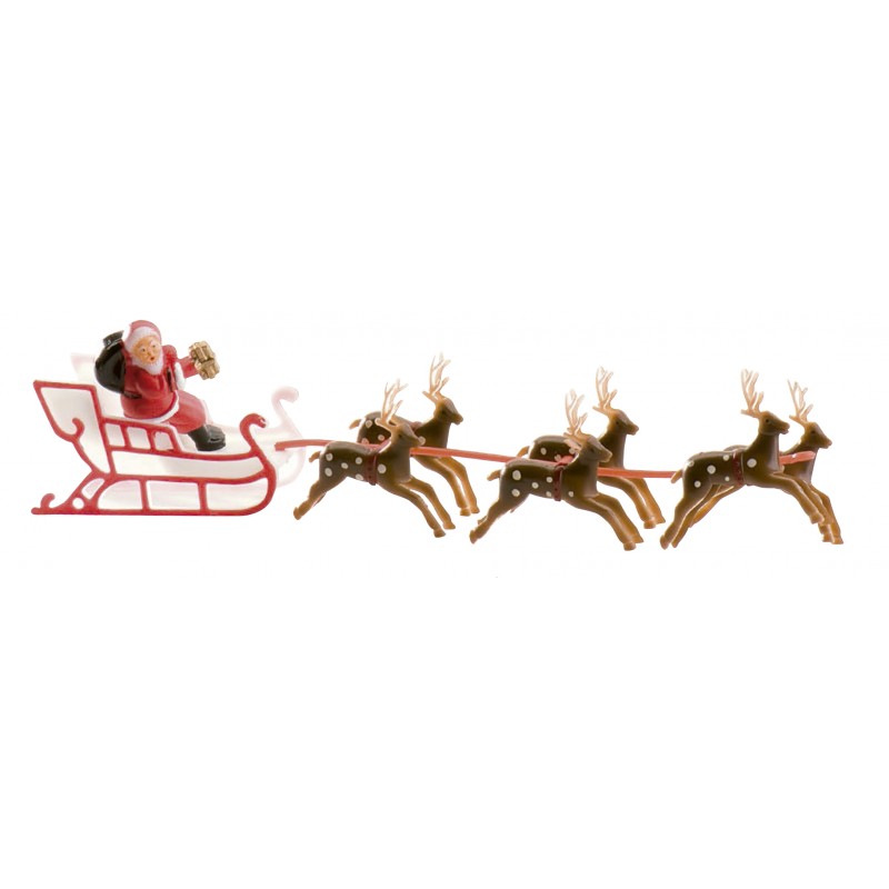 Figura Di Babbo Natale Su Slitta Con Renne Per Decorazione Di Torte Natalizie