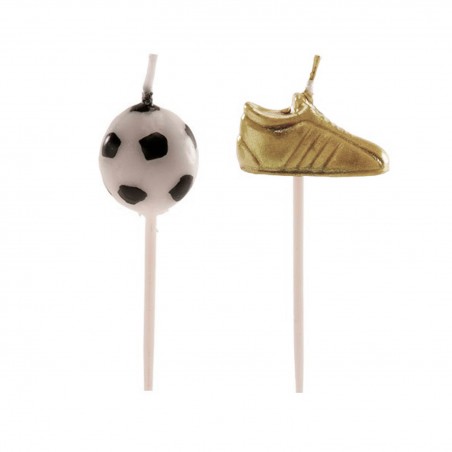 Candele Decorative di Calcio Pack da 6 con Scarpe Dorate e Design Sportivo