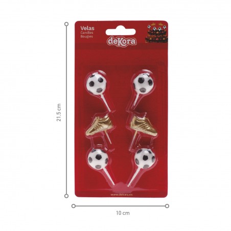 Candele Decorative di Calcio Pack da 6 con Scarpe Dorate e Design Sportivo