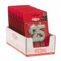 Candela numero 25 con glitter argento Decorazione brillante per celebrazioni