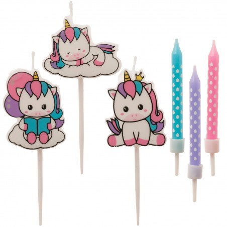 Mescola Le Candele Di Compleanno Di Unicorno 2d Stick