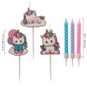 Mescola le candele di compleanno di unicorno 2d stick