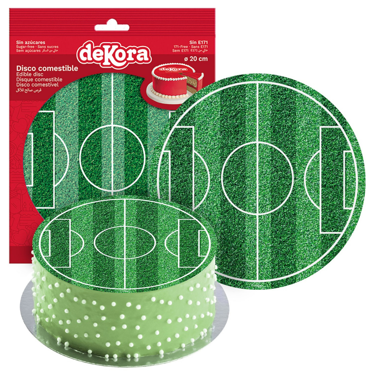 Disco Comestibile senza zucchero per Torte con Design di Campo da Calcio